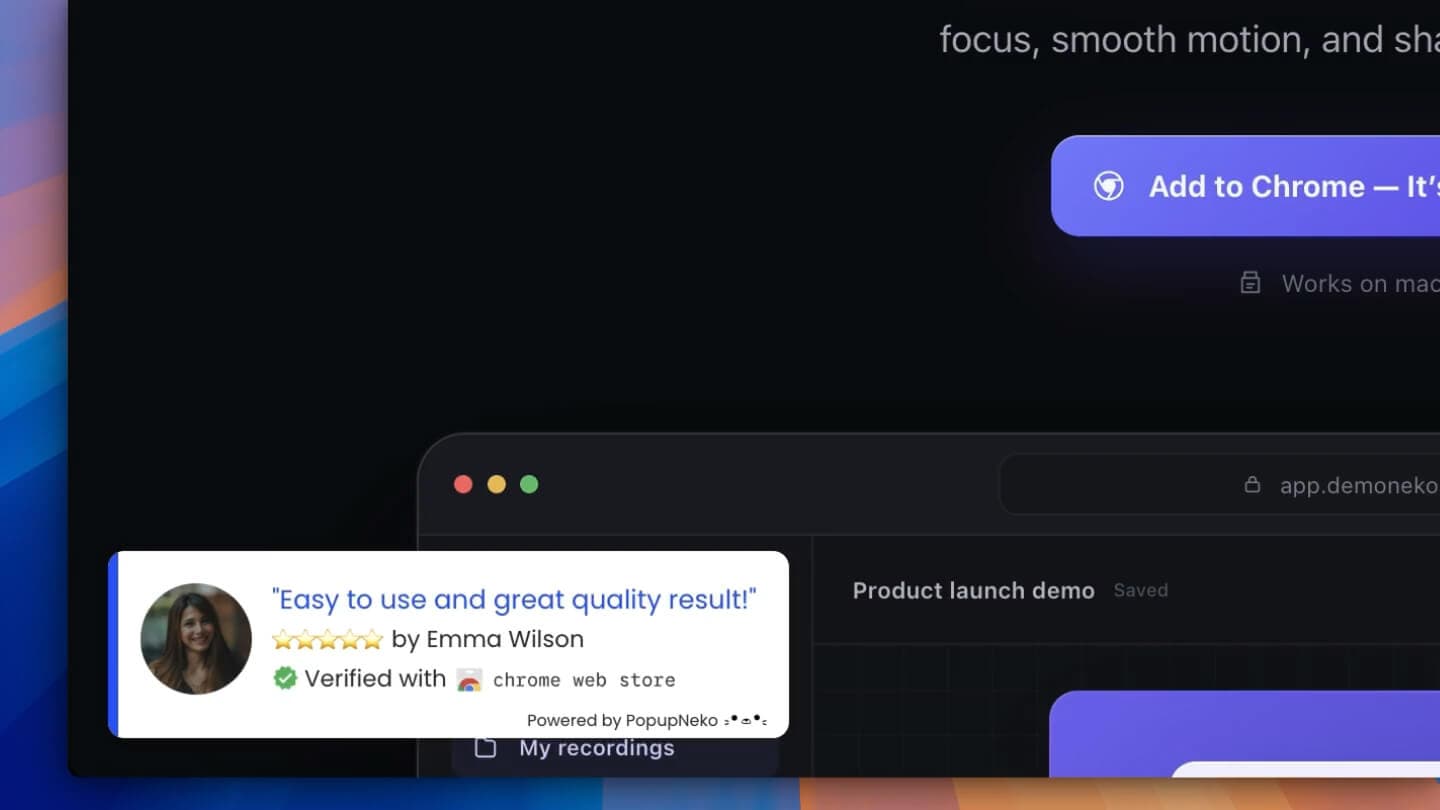 PopupNeko social proof notifications appearing on a merchant website | PopupNeko