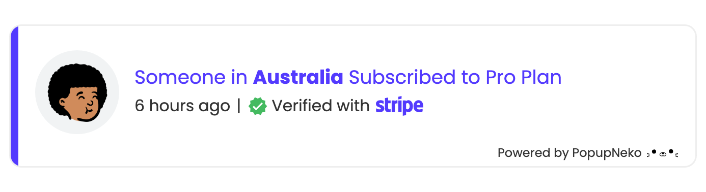Verified social proof popup and sales notification by PopupNeko